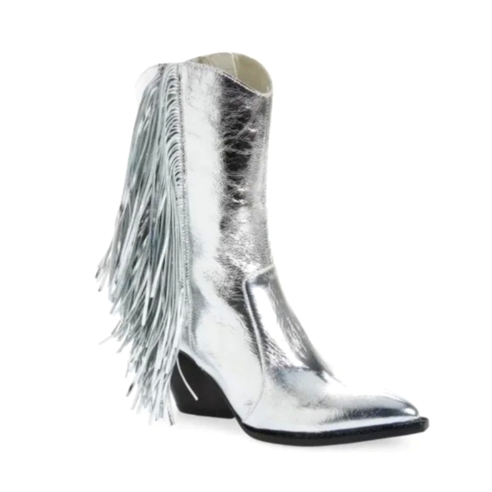 Jeffery Campbell Silver fringe boot size 9